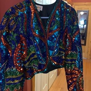 Beautiful vintage sequin/beaded/pearl Oleg Cassini bolero jacket